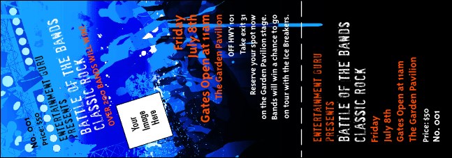 Rock Concert Blue Event Ticket Product Front