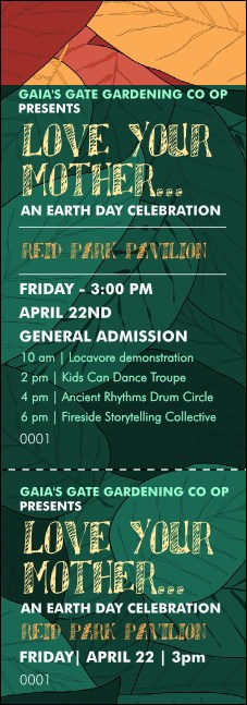 Earth Day Organic Event Ticket Product Front