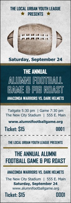 Football Blue Event Ticket Product Front