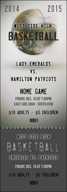 Basketball Schedule Event Ticket Product Front