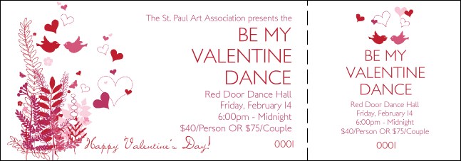 Valentine Love Birds Event Ticket Product Front