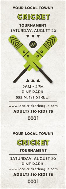 Cricket Event Ticket Product Front