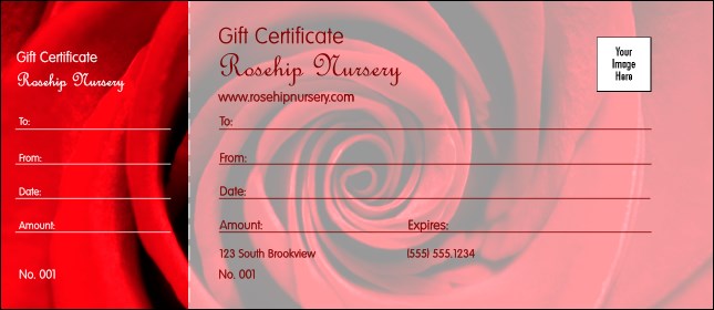 Red Rose Gift Certificate Product Front