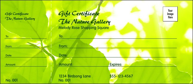 Nature Series - Green Leaves Gift Certificate Product Front