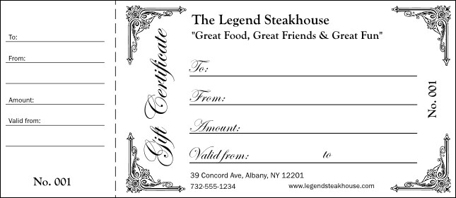 Black and White Gift Certificate 002 Product Front