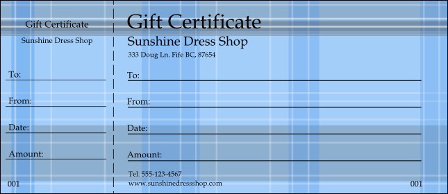 Plaid Gift Certificate Product Front
