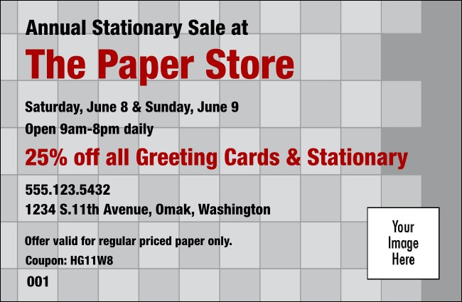 Gray Checkers Coupon 1 Product Front