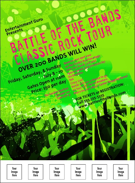 Rock Concert Green Flyer Product Front