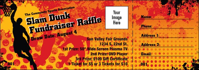 Basketball Dunk Raffle Ticket