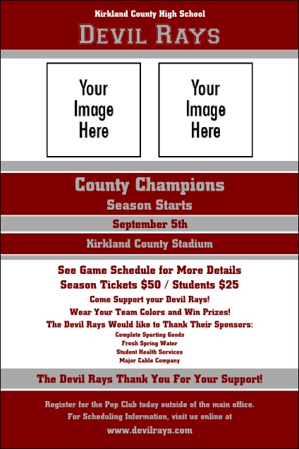 Sports Poster 002 in Maroon and Silver Product Front