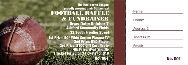 Football Raffle Ticket 001 Product Front