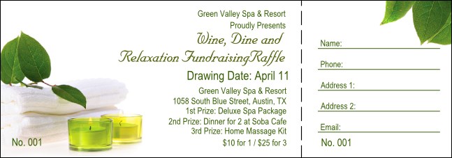 Green Candles Raffle Ticket Product Front