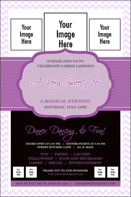 Sweet Sixteen Purple Chevron Poster Product Front