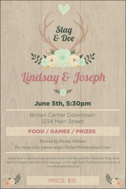 Flower Stag & Doe Poster