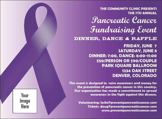 Purple Ribbon Invitation Product Front