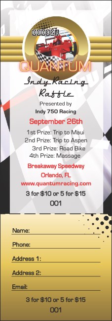 Indy Racing Raffle Ticket Product Front