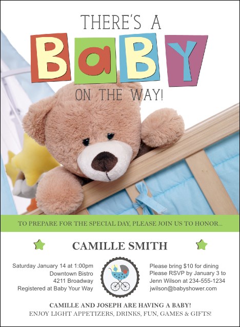 Baby Shower Teddy Invitation Product Front
