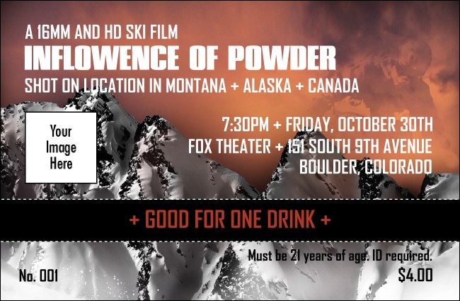 Snow Report Ski Drink Ticket Product Front