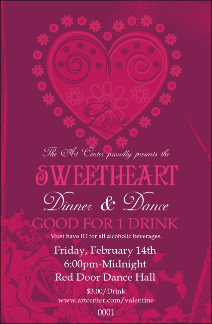 Valentine Heart Drink Ticket