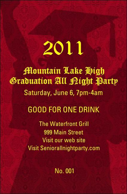 Cap and Gown Drink Ticket Product Front