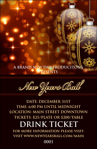 Golden Ornament Drink Ticket Product Front