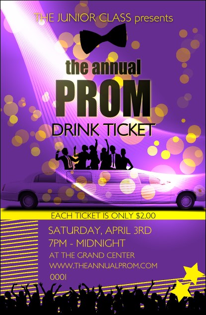 Prom Limo Drink Ticket Product Front