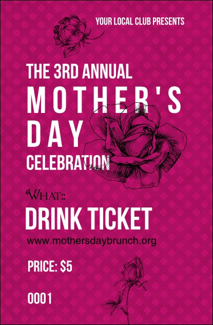 Stylish Rose Drink Ticket