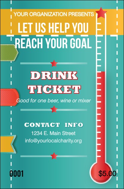 Fundraising Thermometer Drink Ticket