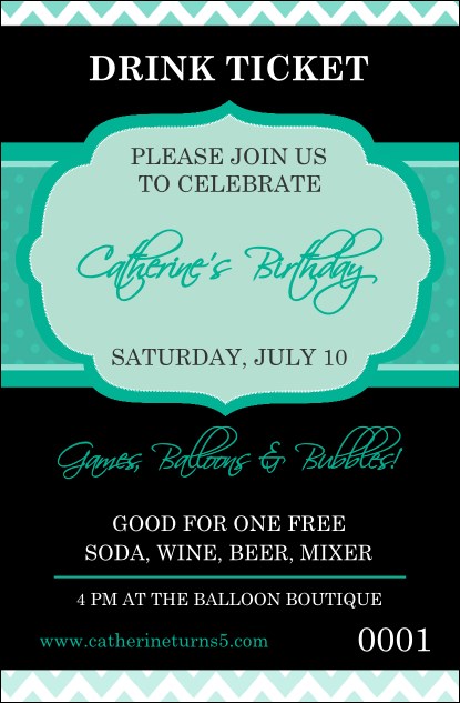 Happy Birthday Chevron Drink Ticket Product Front