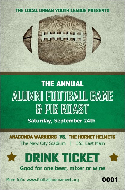 Football Green Drink Ticket Product Front