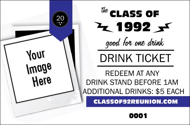 Class Reunion Mascot Blue Drink Ticket Product Front