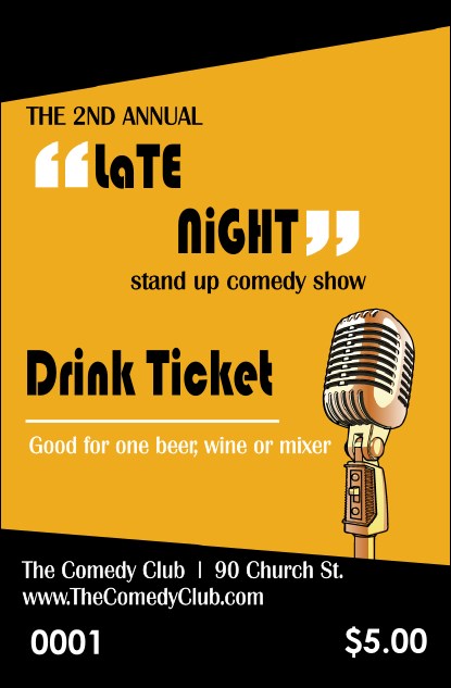 Comedy Retro Microphone Drink Ticket