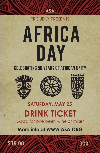 African Theme Drink Ticket Product Front
