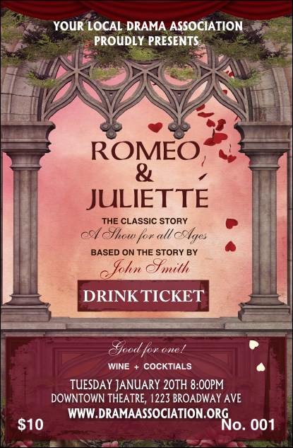 Romeo and Juliet Drink Ticket Product Front