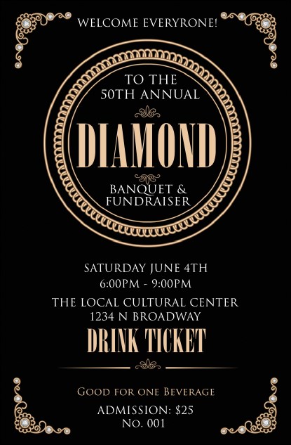 Diamonds Black Drink Ticket Product Front
