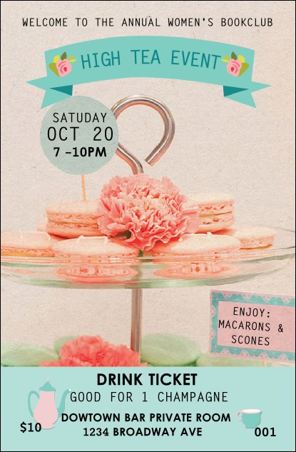 High Tea Drink Ticket Product Front