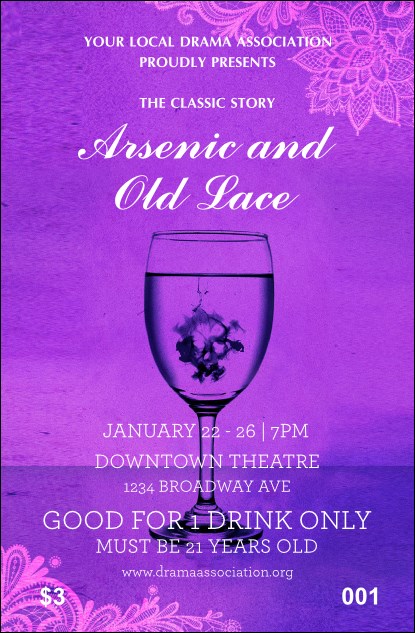 Arsenic & Old Lace Drink Ticket Product Front