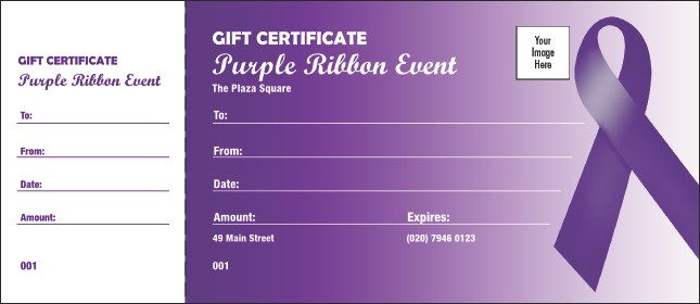 Purple Ribbon Gift Card Product Front