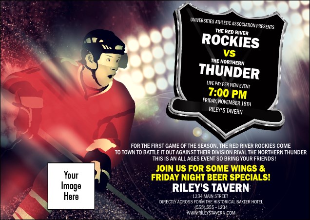 Hockey Badge Red Postcard Product Front