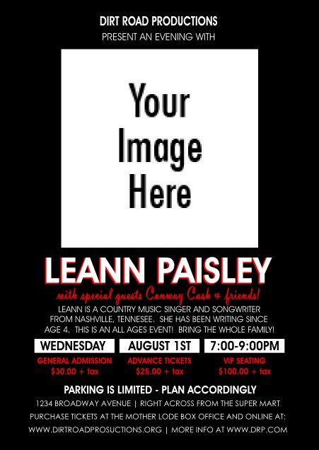 Your Photo Concert Black and Red Postcard Product Front