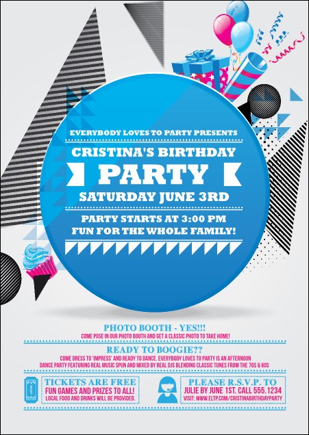 Birthday Party Geometric Postcard Product Front