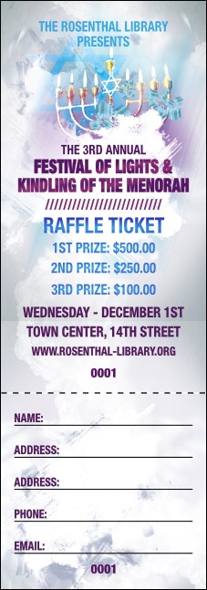 Hanukkah Abstract Raffle Ticket Product Front