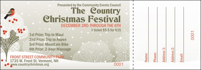 Winter Bird Raffle Ticket Product Front