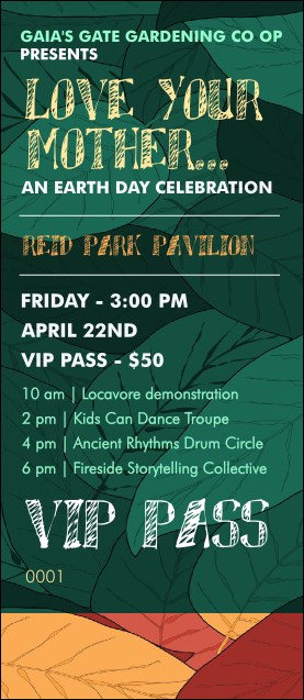 Earth Day Organic VIP Pass Product Front