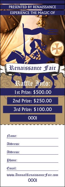 Renaissance Fair Armor Raffle Ticket Product Front