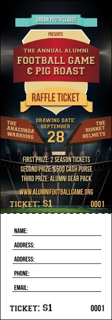 Football Lights Raffle Ticket Product Front