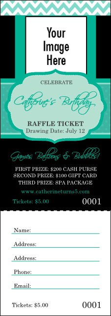 Happy Birthday Chevron Raffle Ticket Product Front