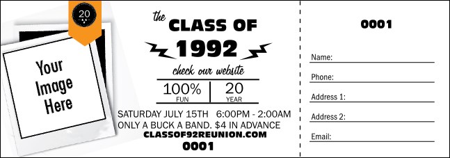 Class Reunion Mascot Orange Raffle Ticket Product Front
