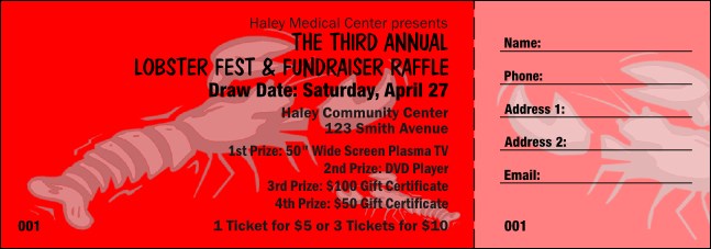 Lobster Raffle Ticket Product Front