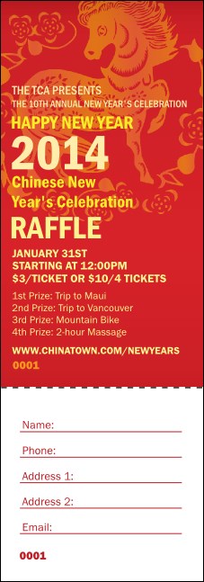 Chinese New Year 2014 Raffle Ticket Product Front